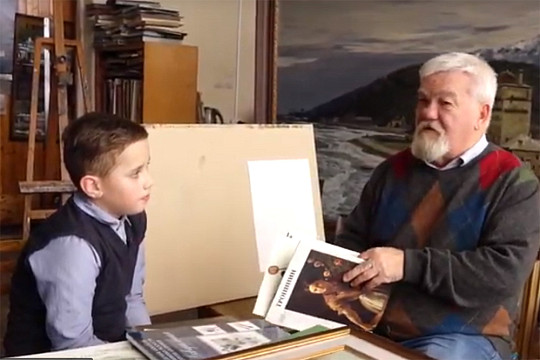 Мечты сбываются: юный художник из Нюксеницы побывал в мастерской Валерия Страхова